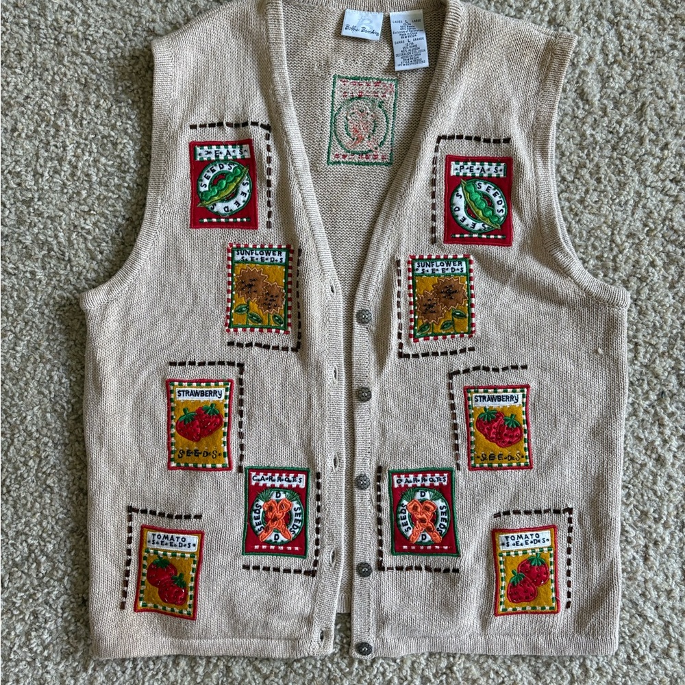 Bobbie Brooks Beige Vest with Colorful Patchwork